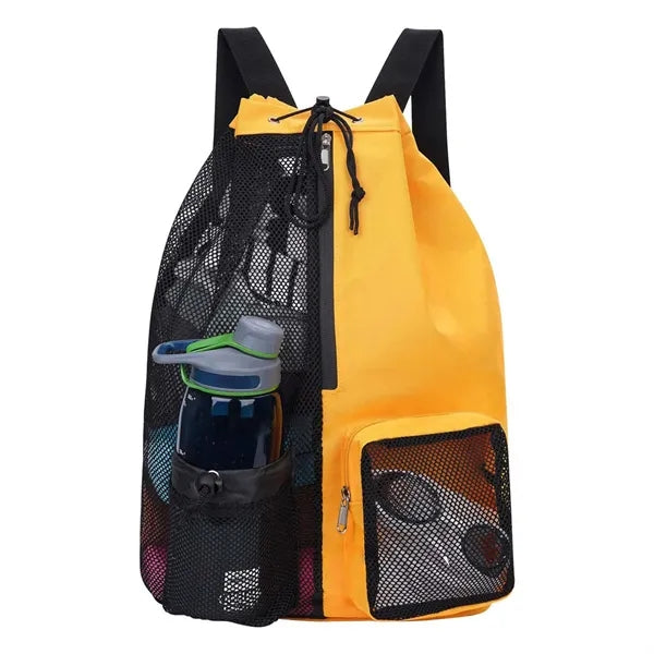 Foldable Nylon Mesh Polyester Gym Drawstring Sports Backpack
