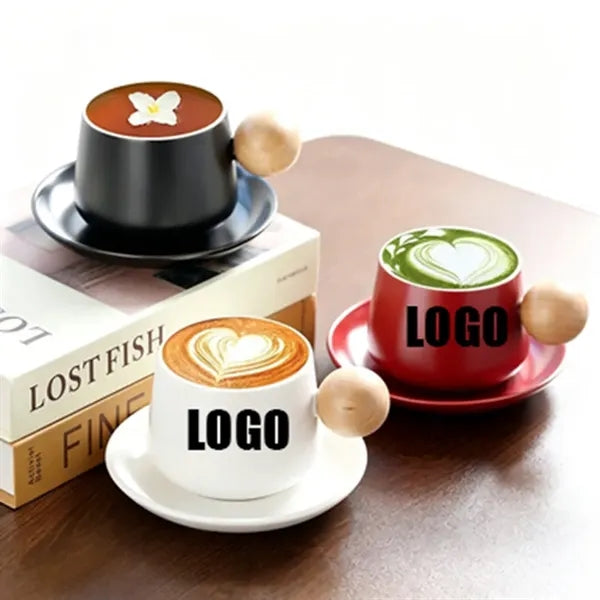 11oz Classic White Ceramic Mug with Matching Saucer