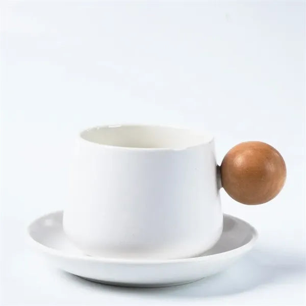 11oz Classic White Ceramic Mug with Matching Saucer
