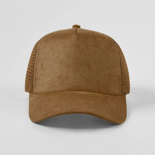 Blank Suede 5 Panel Mesh Trucker Hat
