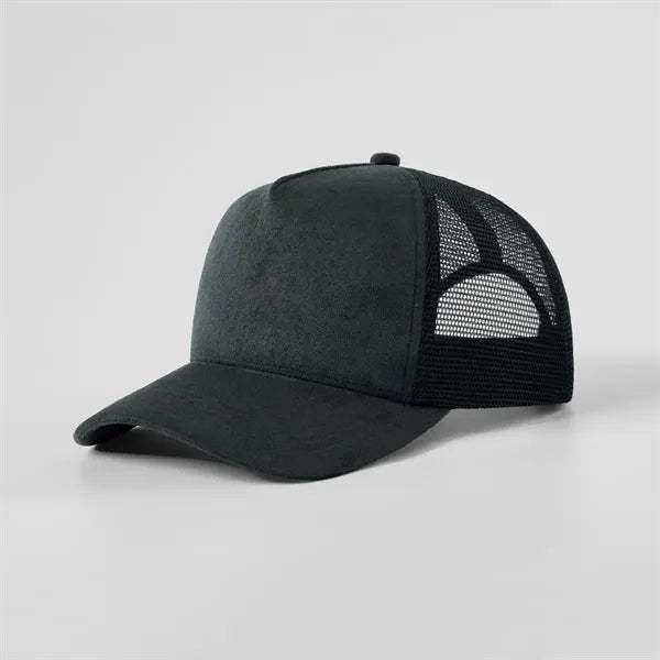 Blank Suede 5 Panel Mesh Trucker Hat