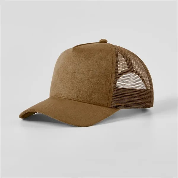 Blank Suede 5 Panel Mesh Trucker Hat