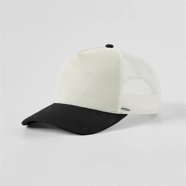 Blank Suede 5 Panel Mesh Trucker Hat