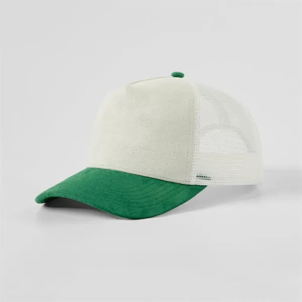 Blank Suede 5 Panel Mesh Trucker Hat