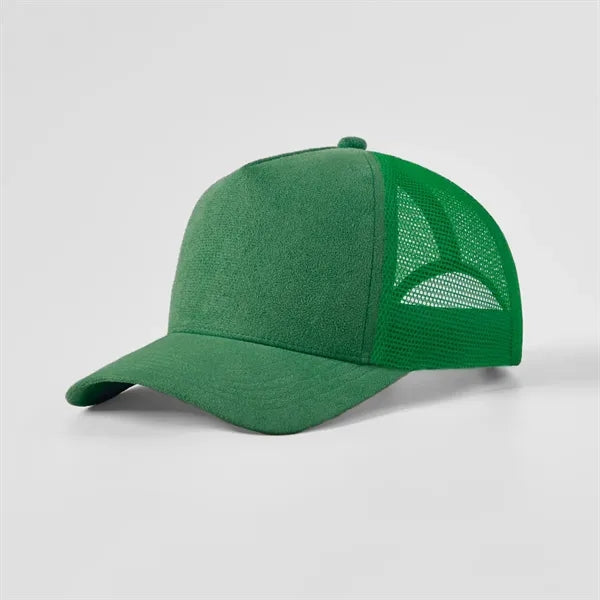 Blank Suede 5 Panel Mesh Trucker Hat