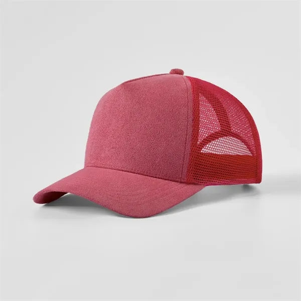 Blank Suede 5 Panel Mesh Trucker Hat