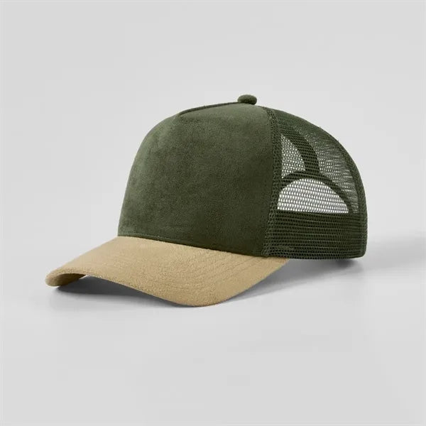 Blank Suede 5 Panel Mesh Trucker Hat