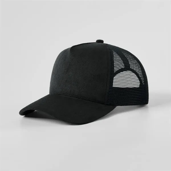 Blank Suede 5 Panel Mesh Trucker Hat