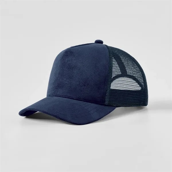 Blank Suede 5 Panel Mesh Trucker Hat