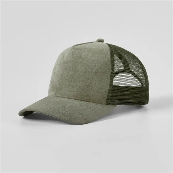 Blank Suede 5 Panel Mesh Trucker Hat
