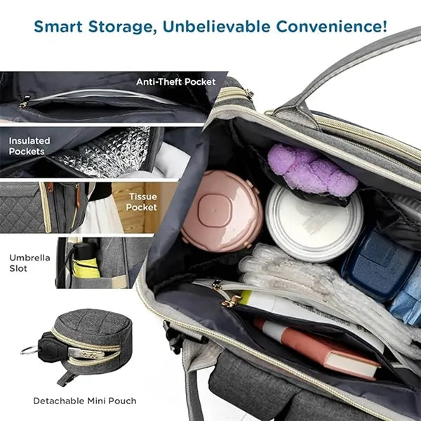Portable Baby Folding Bed Diaper Bag