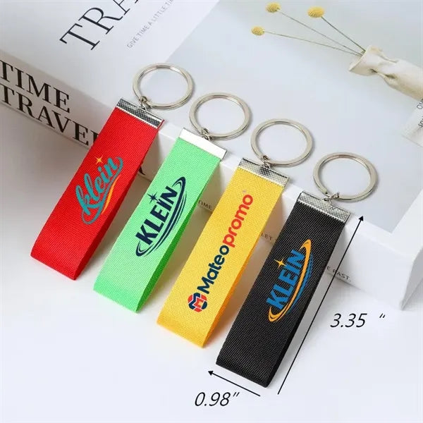 Logo Polyester Woven Keychain Strap Ribbon