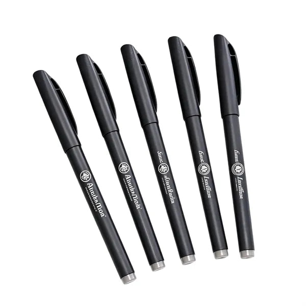 Logo Carbon Black Plastic Pen (5.6")