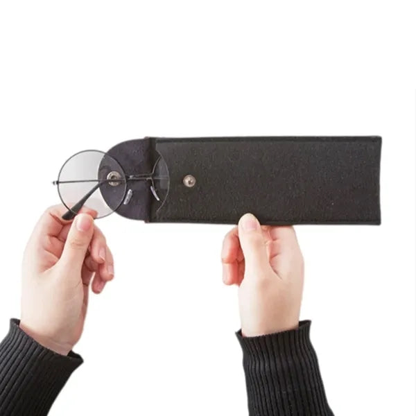 Felt Large Capacity Pencil Case Pen Pouch w/ Snap Button