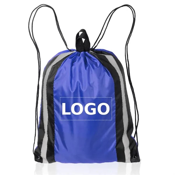 Polyester Reflector Strips Drawstring Backpack
