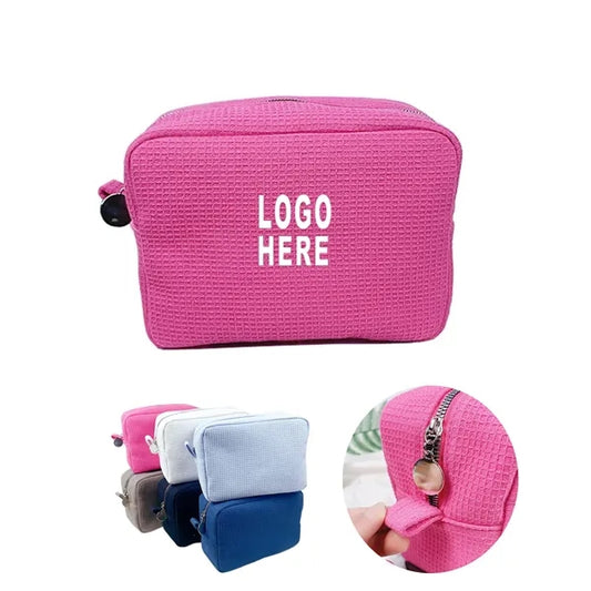 Portable Travel Waffle Texture Large Capacity Cosmetic Pouch