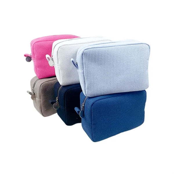 Portable Travel Waffle Texture Large Capacity Cosmetic Pouch