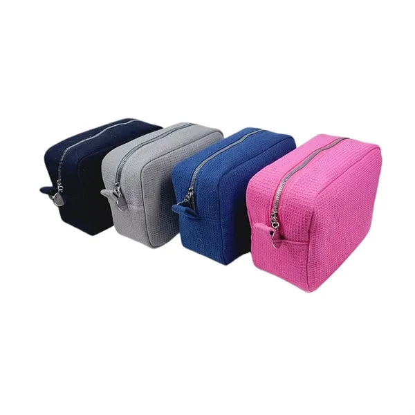Portable Travel Waffle Texture Large Capacity Cosmetic Pouch