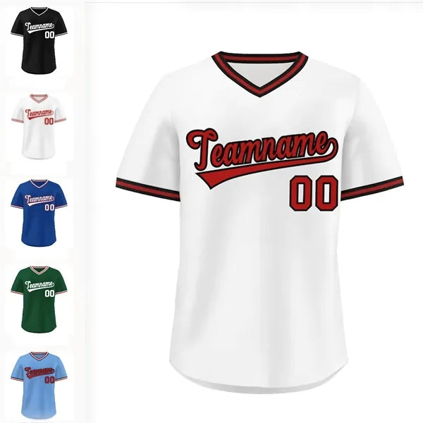V-Neck Baseball Jersey with Team Print