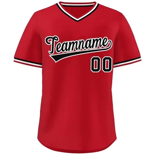 V-Neck Baseball Jersey with Team Print