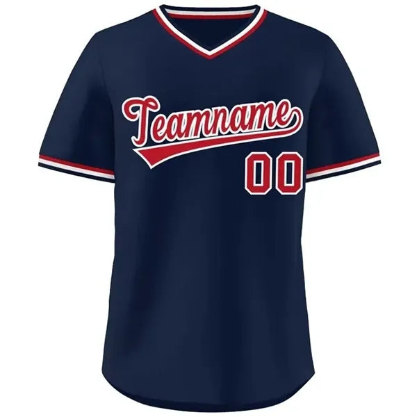 V-Neck Baseball Jersey with Team Print