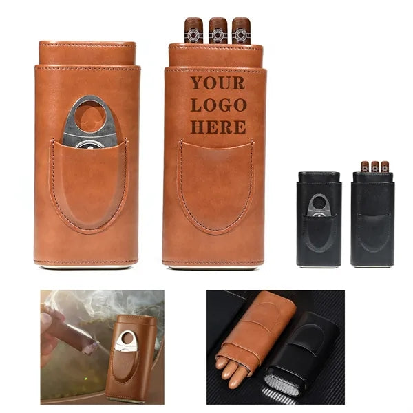 3-Pack Nickel-Edged PU Box With Complimentary Cigar Cu
