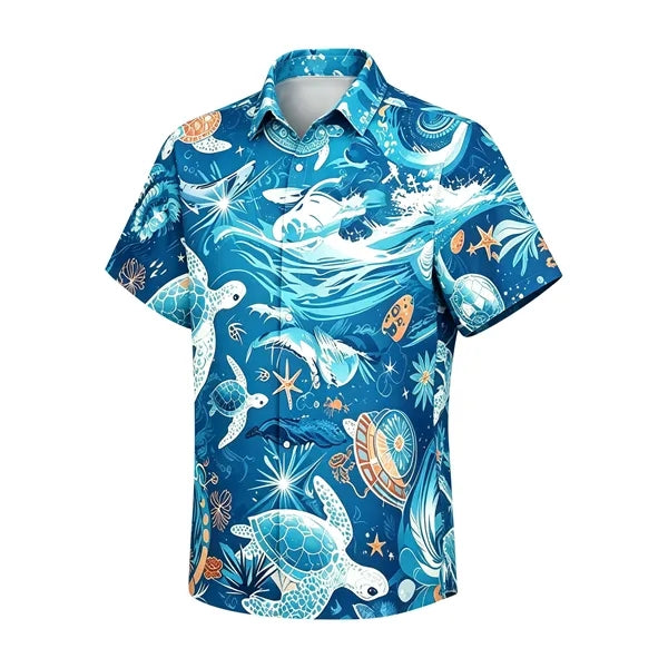 Dye Sublimation Short Sleeve Vacation Hawaiian Shirt