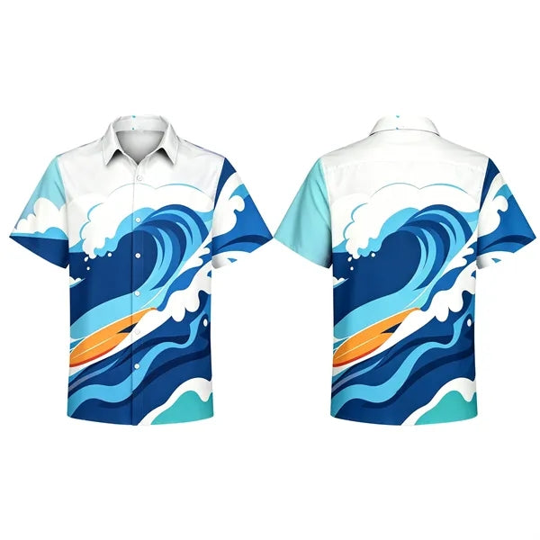 Dye Sublimation Short Sleeve Vacation Hawaiian Shirt