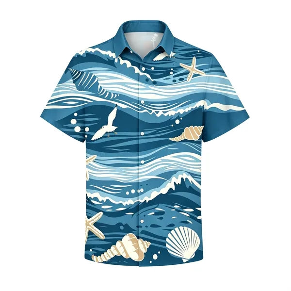 Dye Sublimation Short Sleeve Vacation Hawaiian Shirt