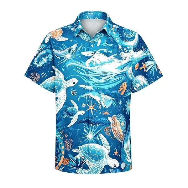 Dye Sublimation Short Sleeve Vacation Hawaiian Shirt