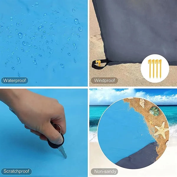 Waterproof Beach Blanket with Stakes & Carabiner