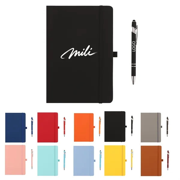 Soft Touch A5 Strap-bound Notebook with Pen