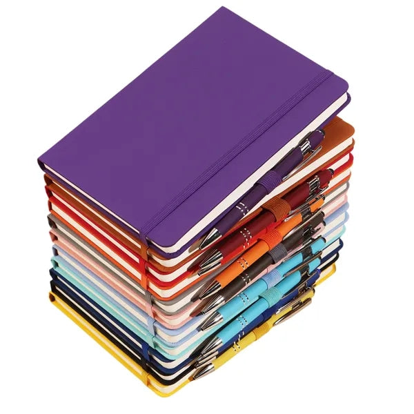 Soft Touch A5 Strap-bound Notebook with Pen