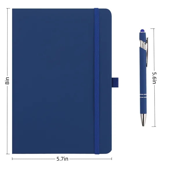 Soft Touch A5 Strap-bound Notebook with Pen
