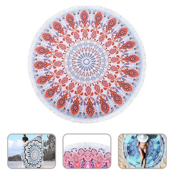 Round printed beach mat