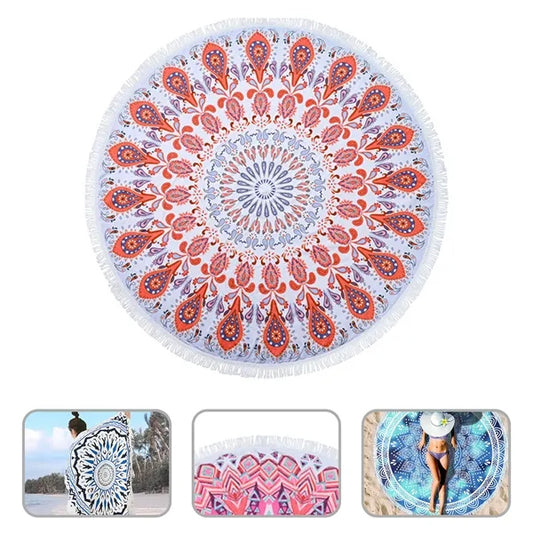 Round printed beach mat