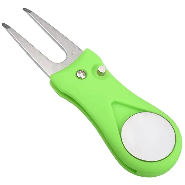 Foldable Golf Green Repair Tool with Magnetic Disc