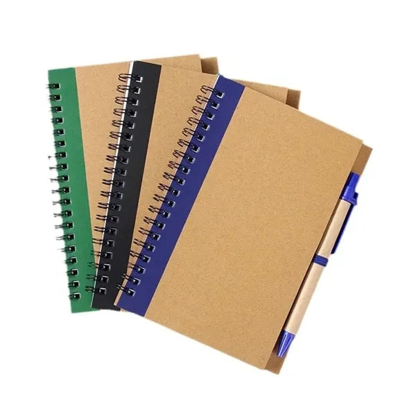 Kraft Paper Spiral Notebook w/Pen
