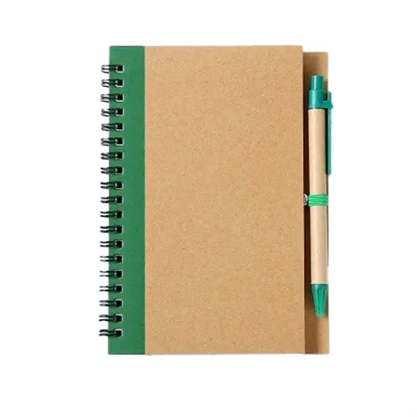 Kraft Paper Spiral Notebook w/Pen