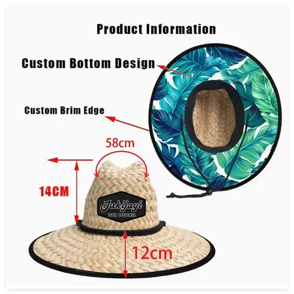 Lifeguard Straw Hat Wide Brim Beach Sun Protection