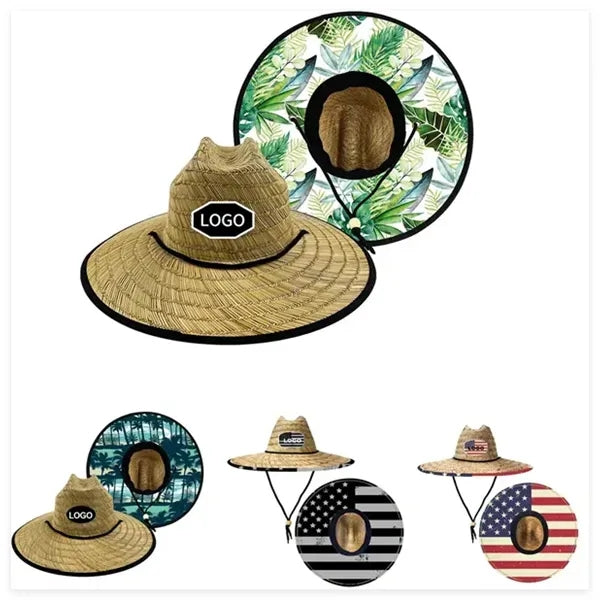 Lifeguard Straw Hat Wide Brim Beach Sun Protection