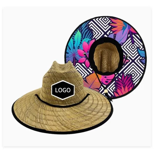 Lifeguard Straw Hat Wide Brim Beach Sun Protection