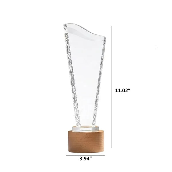 Creative Crystal Trophy With Solid Wood Engraving Award