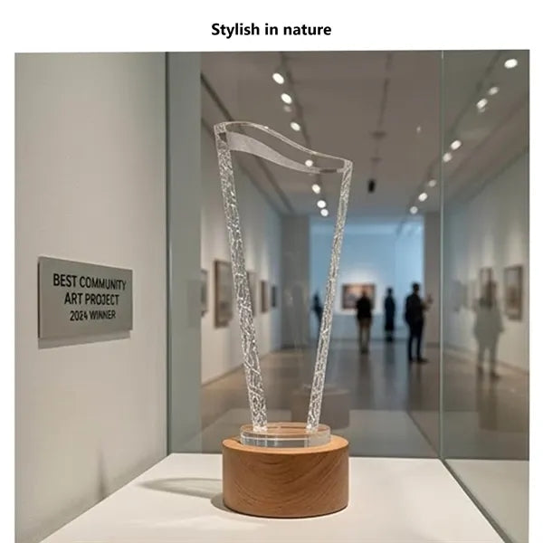 Creative Crystal Trophy With Solid Wood Engraving Award