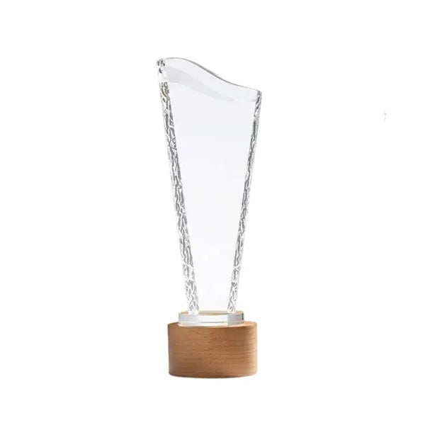 Creative Crystal Trophy With Solid Wood Engraving Award