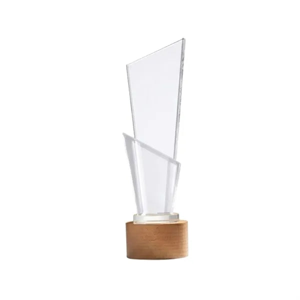 Creative Crystal Trophy With Solid Wood Engraving Award