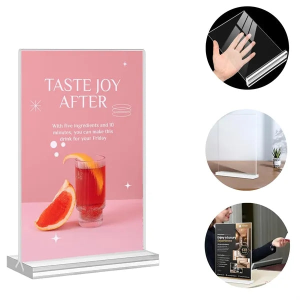 Acrylic T-Shaped Octagonal Tabletop Sign Holder