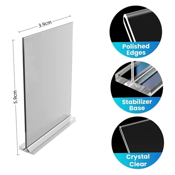 Acrylic T-Shaped Octagonal Tabletop Sign Holder