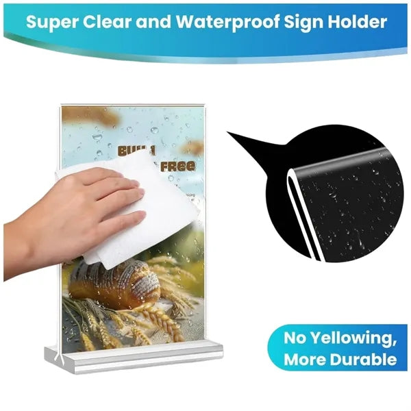 Acrylic T-Shaped Octagonal Tabletop Sign Holder