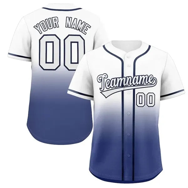 Ombre Gradient Full-Button Baseball Jersey
